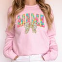 Large Light Pink Painted Mama Dalmatian Print Bow Ribbon Coquette Mother's Day Cozy Warm Sweatshirt