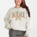 Large Sand Painted Mama Dalmatian Print Bow Ribbon Coquette Mother's Day Cozy Warm Sweatshirt