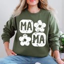 Medium Military Green Retro Floral Mama Vintage Mother's Day Charming Floral Pattern Celebration Sweatshirt