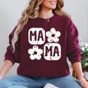 Small Maroon Retro Floral Mama Vintage Mother's Day Charming Floral Pattern Celebration Sweatshirt