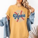 Small Mustard Retro Leopard Baseball Mama Sports Mother's Day Edition Graphic Comfort Colors Tee