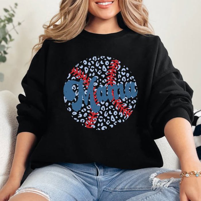 Retro Leopard Baseball Mama Sports Mother's Day Celebration Vintage Graphic Sweatshirt