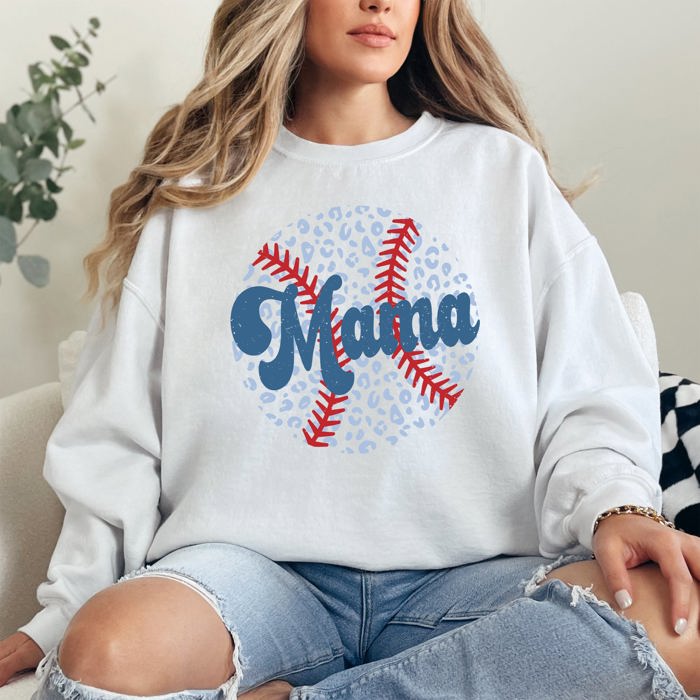 Retro Leopard Baseball Mama Sports Mother's Day Celebration Vintage Graphic Sweatshirt