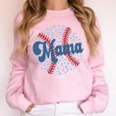 Small Light Pink Retro Leopard Baseball Mama Sports Mother's Day Celebration Vintage Graphic Sweatshirt