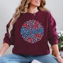Medium Maroon Retro Leopard Baseball Mama Sports Mother's Day Celebration Vintage Graphic Sweatshirt