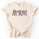 Small Ivory Cream Amen Christian Gospel Faith Floral Flowers Bright Colorful Pastels Comfort Colors Tee