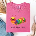 XXL Crunchberry Pink Eat The Rich Hungry Caterpillar Colorful Bold Satire Graphic Style Print Modern Streetwear Statement Comfort Colors Tee