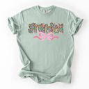 Large Sage Grandma Mother's Day Ribbon Bow Floral Pastel Colorful Blossom Celebration Comfort Colors Tee