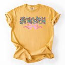 Small Mustard Grandma Mother's Day Ribbon Bow Floral Pastel Colorful Blossom Celebration Comfort Colors Tee