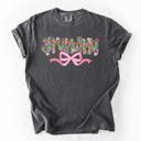 Small Pepper Dark Gray Grandma Mother's Day Ribbon Bow Floral Pastel Colorful Blossom Celebration Comfort Colors Tee