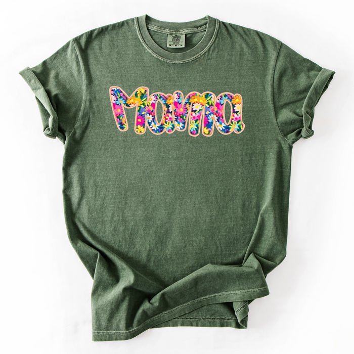 Mama Floral Pastel Garden Mother's Day Floral Print With Bright Blossoms And Spring Cheer Comfort Colors Tee