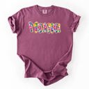 Large Berry Red Mama Floral Pastel Garden Mother's Day Floral Print With Bright Blossoms And Spring Cheer Comfort Colors Tee