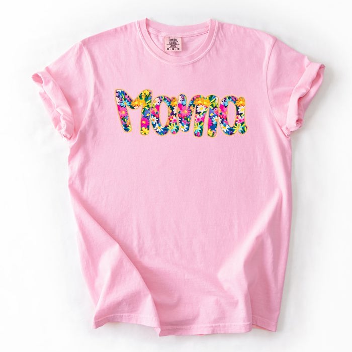 Mama Floral Pastel Garden Mother's Day Floral Print With Bright Blossoms And Spring Cheer Comfort Colors Tee
