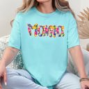 XL Chalky Mint Mama Floral Pastel Garden Mother's Day Floral Print With Bright Blossoms And Spring Cheer Comfort Colors Tee