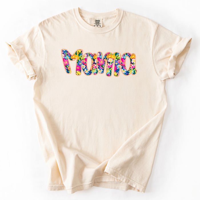 Mama Floral Pastel Garden Mother's Day Floral Print With Bright Blossoms And Spring Cheer Comfort Colors Tee
