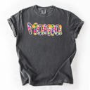 Medium Pepper Dark Gray Mama Floral Pastel Garden Mother's Day Floral Print With Bright Blossoms And Spring Cheer Comfort Colors Tee