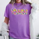 Large Violet Purple Mama Floral Pastel Garden Mother's Day Floral Print With Bright Blossoms And Spring Cheer Comfort Colors Tee