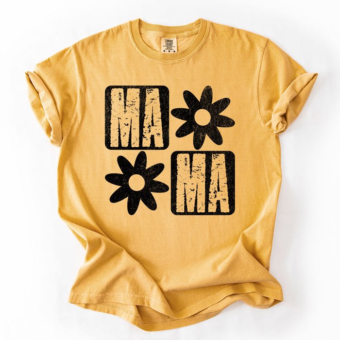 Mama Minimalist Graphic Flowers Mother's Day Floral Message For Moms Comfort Colors Tee
