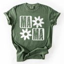 XL Moss Dark Green Mama Minimalist Graphic Flowers Mother's Day Floral Message For Moms Comfort Colors Tee