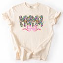Medium Ivory Cream Mama Floral Ribbon Bow Mother's Day Pastel Bouquet Bright Colorful Flowers Comfort Colors Tee