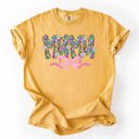 XXL Mustard Mama Floral Ribbon Bow Mother's Day Pastel Bouquet Bright Colorful Flowers Comfort Colors Tee