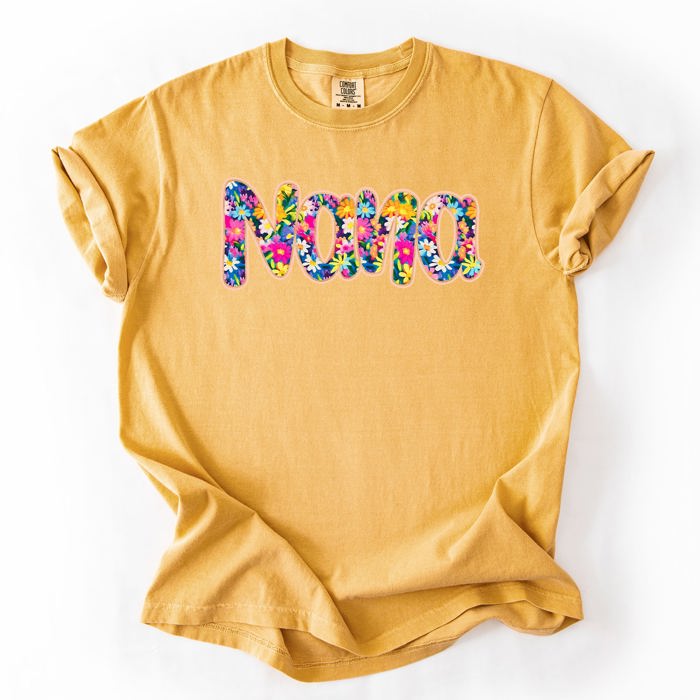 Nana Floral Bright Pastel Garden Bouquet With Radiant Vibrant Blooms Comfort Colors Tee