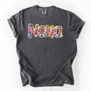 Large Pepper Dark Gray Nana Floral Bright Pastel Garden Bouquet With Radiant Vibrant Blooms Comfort Colors Tee