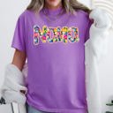 Large Violet Purple Nana Floral Bright Pastel Garden Bouquet With Radiant Vibrant Blooms Comfort Colors Tee