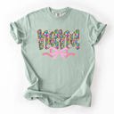 XXXL Sage Nana Mother's Day Floral Ribbon Bow Pastel Blooms Garden Cheer Comfort Colors Tee