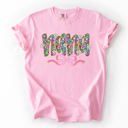 Small Blossom Light Pink Nana Mother's Day Floral Ribbon Bow Pastel Blooms Garden Cheer Comfort Colors Tee