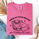 XL Crunchberry Pink None Of Your Emails Are Finding Me Well Cat Sarcastic Work Office Humor Comfort Colors Tee