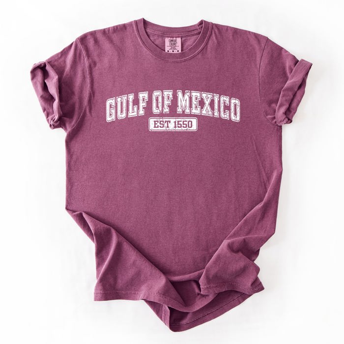 Retro Gulf Of Mexico Varsity Vintage Established 1550 Heritage Edition Premium Comfort Colors Tee