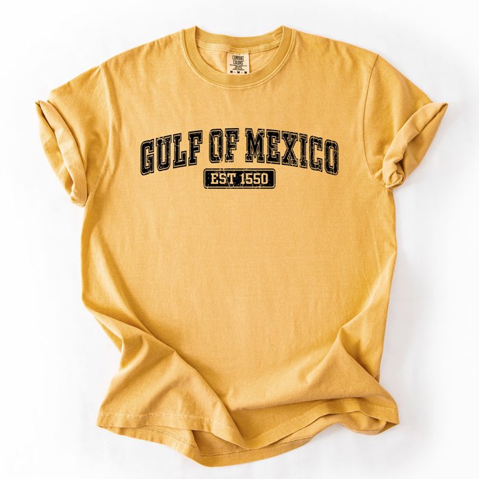 Retro Gulf Of Mexico Varsity Vintage Established 1550 Heritage Edition Premium Comfort Colors Tee