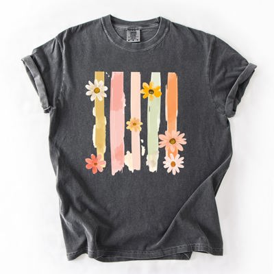 Spring Floral Brush Strokes Comfort Colors Tee
