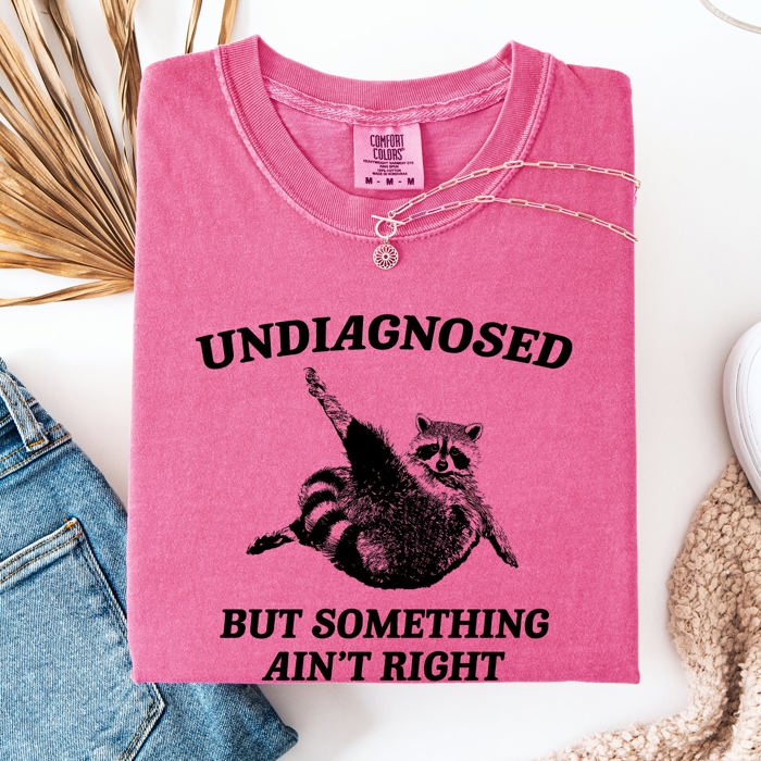 Undiagnosed, But Something Ain't Right, Raccoon Illustrated Graphic Comfort Colors Tee