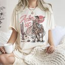 Small Ivory Cream Actin' Up, Cowgirl, Western, Country, Desert, Mother's Day Edition Comfort Colors Tee