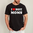 XL Black I Love Hot Moms Funny Mom Heart Graphic For Mother's Day Celebration Comfort Colors Tee