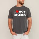 Large Pepper Dark Gray I Love Hot Moms Funny Mom Heart Graphic For Mother's Day Celebration Comfort Colors Tee