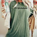 Medium Moss Dark Green Overstimulated Minimalist Trendy Mental Health Gen Z Funny Sarcastic Weird Core Comfort Colors Tee