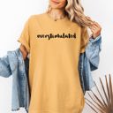 XL Mustard Overstimulated Minimalist Trendy Mental Health Gen Z Funny Sarcastic Weird Core Comfort Colors Tee