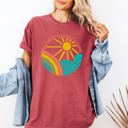 Small Crimson Red Vintage Sunshine Summer Lake Retro Lakeside Edition Beachside Memories Nostalgia Comfort Colors Tee