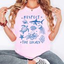 Large Blossom Light Pink Respect The Locals Sea Life Turtle Lake Fishing Retro Summer Vintage Beach Comfort Colors Tee