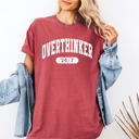 XL Crimson Red Overthinker 24/7 Motivational Funny Mom Life Anxiety Mother's Day Comfort Colors Tee