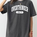 Medium Pepper Dark Gray Overthinker 24/7 Motivational Funny Mom Life Anxiety Mother's Day Comfort Colors Tee