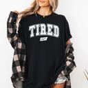 XL Black Tired 24/7 Motivational Funny Mom Life Anxiety Mother's Day Edition Comfort Colors Tee