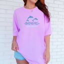 XXXL Violet Purple Better Together Dolphins Minimalist Beach Summer Ocean Marine Life Sea Coastal Breeze Sunset Comfort Colors Tee