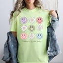  Feeling A Little Salty, Flowers, Retro Smiley Floral Emblem Collection Comfort Colors Tee