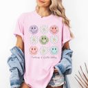 XXXL Blossom Light Pink Feeling A Little Salty, Flowers, Retro Smiley Floral Emblem Collection Comfort Colors Tee