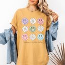 XXL Mustard Feeling A Little Salty, Flowers, Retro Smiley Floral Emblem Collection Comfort Colors Tee