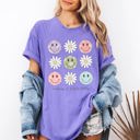 Large Violet Purple Feeling A Little Salty, Flowers, Retro Smiley Floral Emblem Collection Comfort Colors Tee